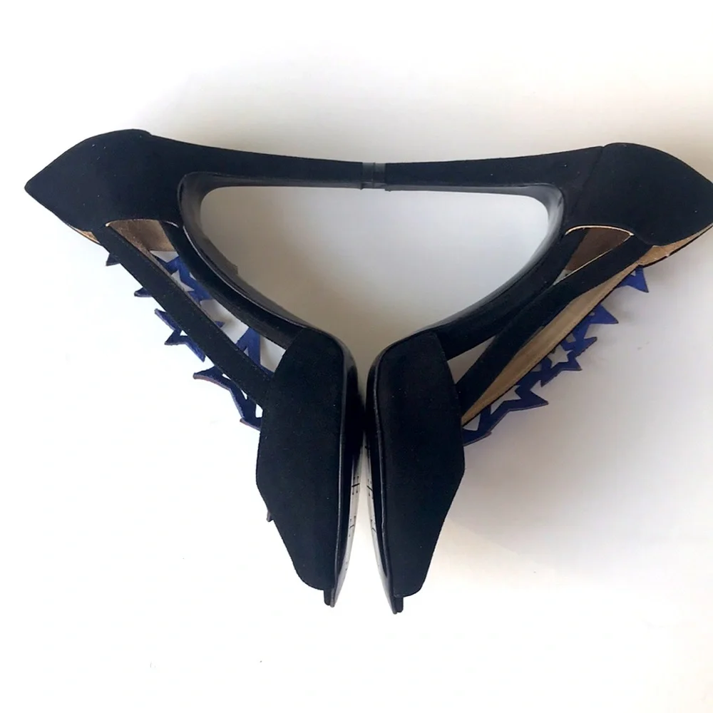 Fabi Italian black suede peep toe heels, size 37.5/6.5, unworn - Picture 13 of 15